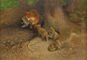 Ravfamilj Vid Grytet by Bruno Andreas Liljefors