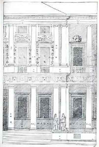 Elevation of Villa Chiericati, Vicenza, illustration from a facsimile copy of I Quattro Libri dellArchitettura written by Palladio, originally published 1570 - view 1
