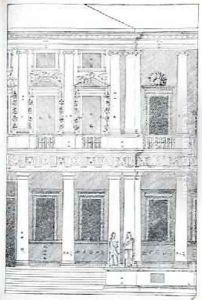 Elevation of Villa Chiericati, Vicenza, illustration from a facsimile copy of I Quattro Libri dellArchitettura written by Palladio, originally published 1570 Elevation of Villa Chiericati, Vicenza, illustration from a facsimile copy of I Quattro Libri dellArchitettura written by Palladio, originally published 1570