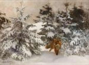 Rav I Vinterlandskap by Bruno Andreas Liljefors
