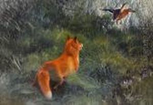 Landskap Med Rav Och Lyftande Grasand by Bruno Andreas Liljefors
