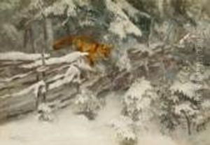 Rav I Vinterlandskap by Bruno Andreas Liljefors