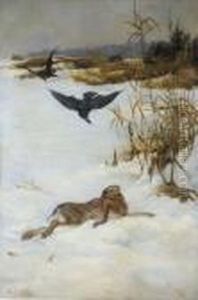 Korpar Och Hare I Vinterlandskap (raven And A Hare In A Winterlandscape) by Bruno Andreas Liljefors