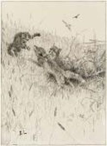 Katt Och Ravar by Bruno Andreas Liljefors