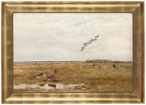 Strackande Vildgass. Signerad Bruno Liljefors Och Daterad 1926 by Bruno Andreas Liljefors
