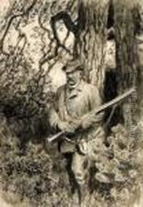 Jagare I Skogsbryn - Portratt Av Gustaf Kolthoff Jagare I Skogsbryn - Portratt Av Gustaf Kolthoff
