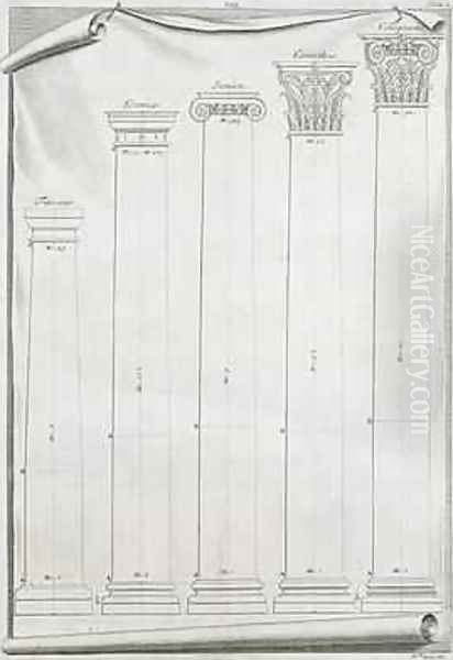 Decorative details from the Temple of Nimes, illustration from a facsimile copy of I Quattro Libri dellArchitettura written by Palladio, originally published 1570 - view 1