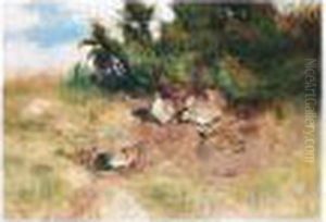 Rapphons Som Solar Sig (a Family Of Partridges Taking The Sun)