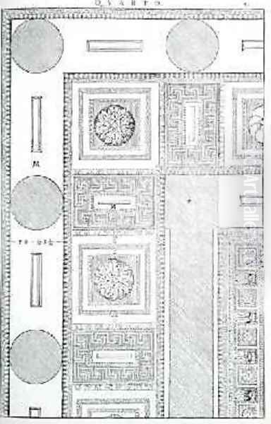 Plan of the ceiling of the Tempio di Marte Vendicatore, illustration from a facsimile copy of I Quattro Libri dellArchitettura written by Palladio, originally published 1570 - view 1