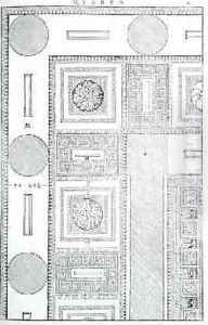 Plan of the ceiling of the Tempio di Marte Vendicatore, illustration from a facsimile copy of I Quattro Libri dellArchitettura written by Palladio, originally published 1570 by Andrea Palladio