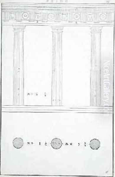 The Doric Order, illustration from a facsimile copy of I Quattro Libri dell'Architettura written by Palladio, originally published 1570 - view 1