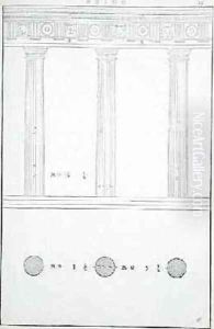 The Doric Order, illustration from a facsimile copy of I Quattro Libri dell'Architettura written by Palladio, originally published 1570 by Andrea Palladio