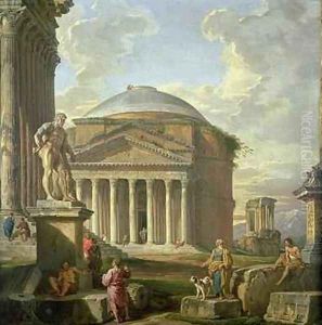 View of the Pantheon, the Farnese Hercules and other Roman Ruins by Giovanni Paolo Panini