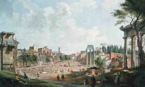View of the Roman Forum, 1747 by Giovanni Paolo Panini