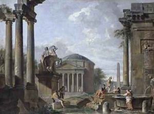 Landscape with Roman Ruins by Giovanni Paolo Panini