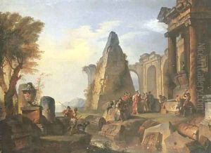 An architectural capriccio with Alexander visiting the Tomb of Achilles