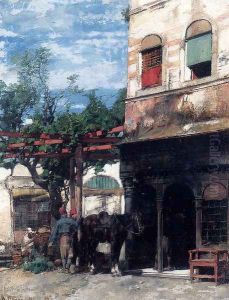 In The Courtyard by Alberto Pasini