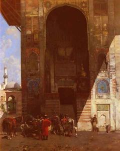Halte A La Mosquee (Rest at the Mosque) by Alberto Pasini