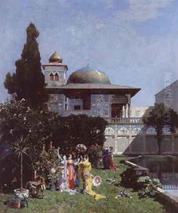 A corner of the garden in the harem by Alberto Pasini