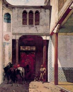 Visit to a mosque by Alberto Pasini