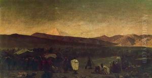 Standstill of a caravan in Persia
