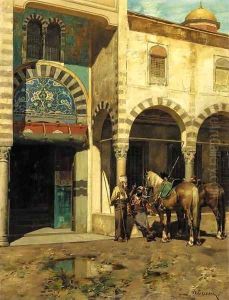A Rest Outside of the Mosque by Alberto Pasini