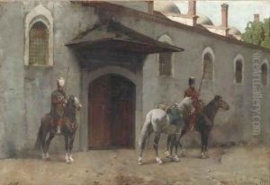 Guarding the palace entrance by Alberto Pasini