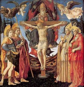 The Trinity and Four Saints 1455-60 by Pesellino