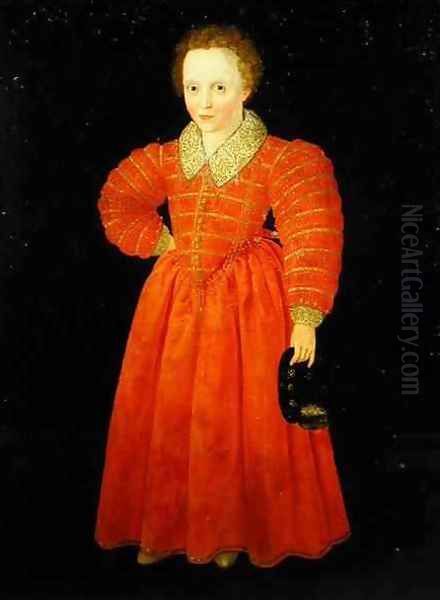 Portrait of a Little Boy, Wearing a Red Dress - view 1