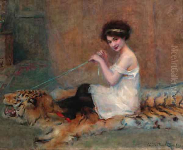 A young girl playing on a rug - view 1
