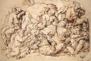 Seven disciples sleeping at the foot of the Mount of Olives, c.1520