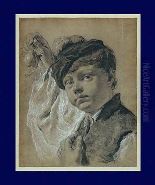 A Boy Holding a Pear - view 1