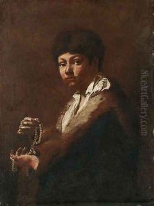 A Youth, half-length, holding a String of Pearls by Giovanni Battista Piazzetta