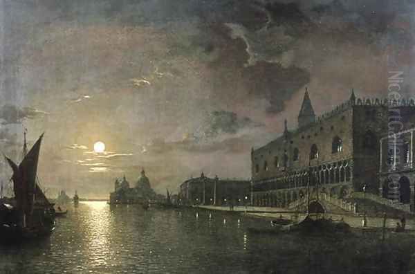 Moonlit View Of The Bacino Di San Marco, Venice, With The Doges Palace - view 1