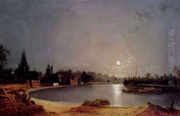 The Thames At Moonlight, Twickenham - view 1