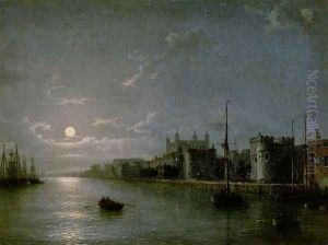 Moonlight on the Thames by Henry Pether