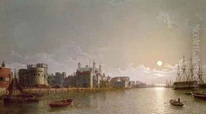The Thames by Moonlight with Traitors Gate and the Tower of London by Henry Pether