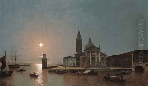 View of San Giorgio Maggiore, Venice, by moonlight - view 1