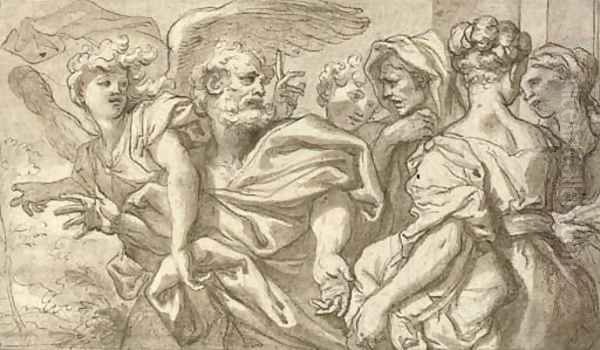 Lot and his family leaving Sodom - view 1