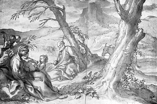 The Rest on the Flight into Egypt by Domenico Piola