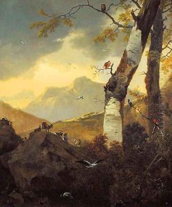 Mountainous Landscape with Goats and Birds, c.1657 by Adam Pynacker