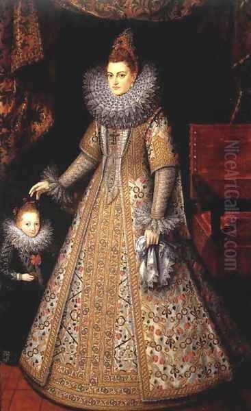 Portrait of Isabella Clara Eugenia of Austria with her Dwarf c. 1599 - view 1