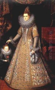 Portrait of Isabella Clara Eugenia of Austria with her Dwarf c. 1599