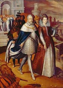 Portrait of Ferdinand I 1549-1609 Grand Duke of Tuscany, and his Niece Marie 1573-1642, future wife of Henri IV by Frans Pourbus the younger