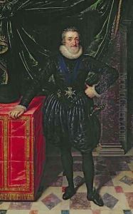 Portrait of Henri IV 1553-1610 King of France, in a black costume, c.1610 by Frans Pourbus the younger