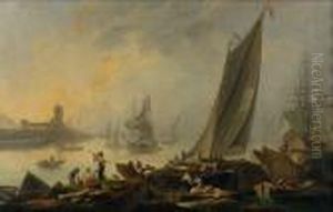 Scene De De Barcadere by Johannes Lingelbach