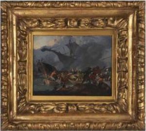 A Naval Battle Between Europeans And Turks
