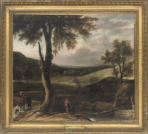 Travellers And Anglers By A River by Johannes Lingelbach