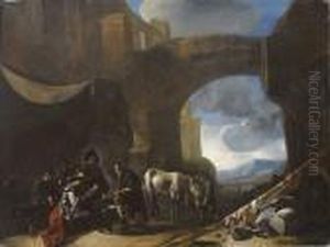 Soldati Tra Le Rovine by Johannes Lingelbach