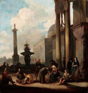 Scena Di Genere A Roma by Johannes Lingelbach
